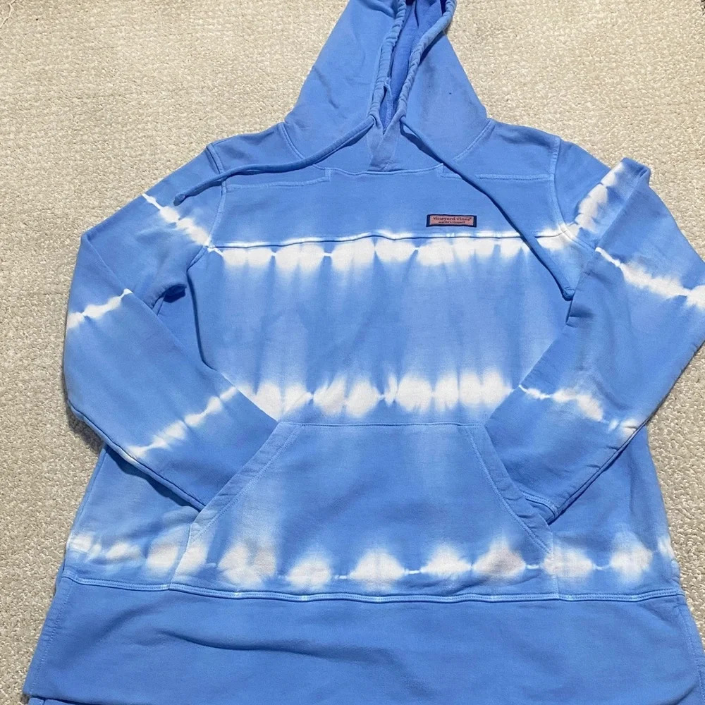 Vineyard Vines Light Blue Tie-Dye Hoodie Size S 100% Cotton - Picture 10 of 16